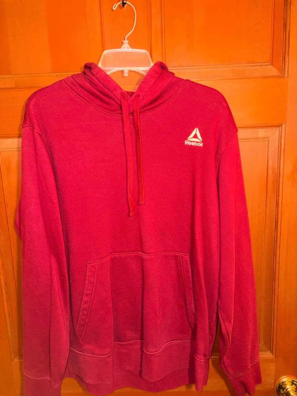 Reebok Men’s Burgundy Pullover Hoodie with White Logo